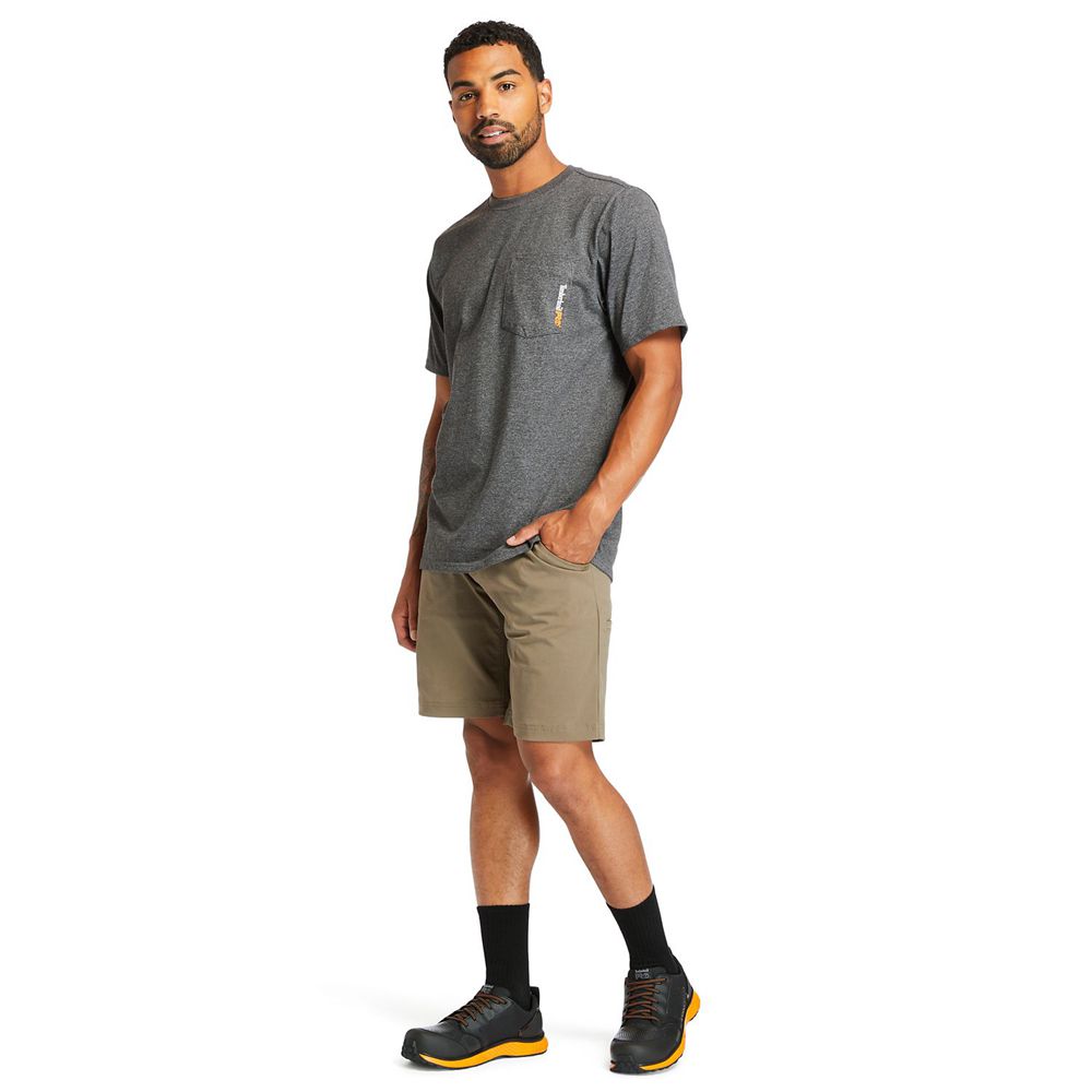 Timberland Mens T-Shirts PRO® Short Sleeve Base Plate Wicking - Dark Grey - India RY4305691